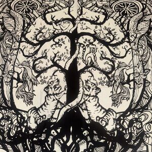 Black and White Mandala Tapestry